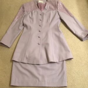 TWP PIECE LAVENDER SUIT TRIMMED IN SEQUINS